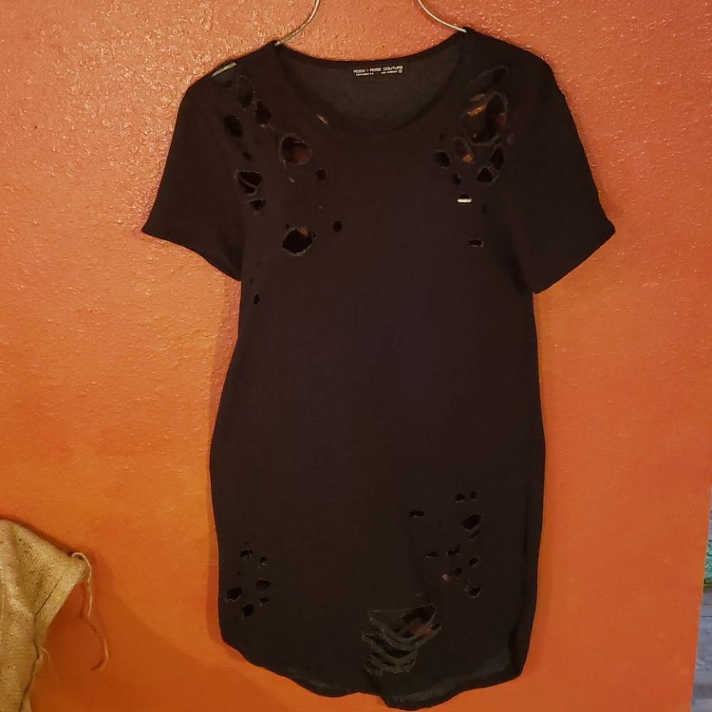 Black distressed dress
